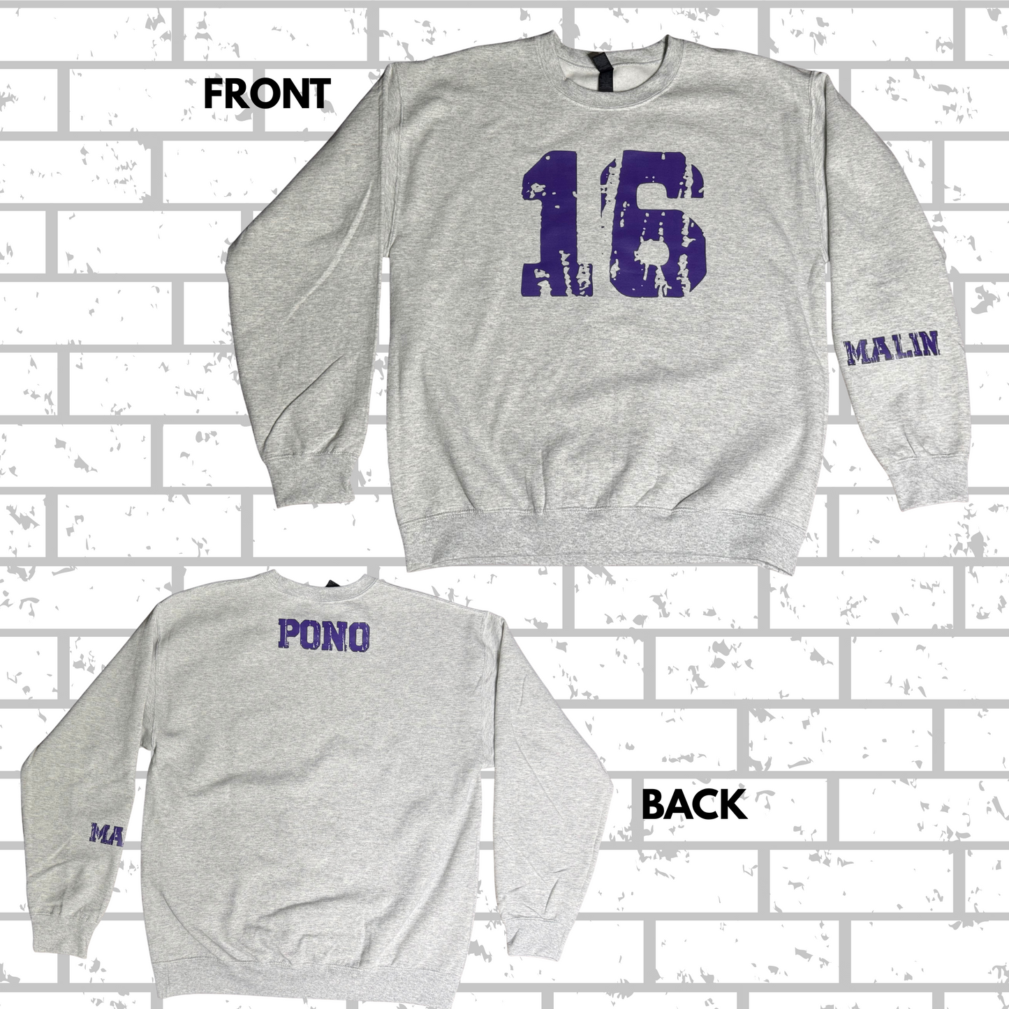 PONO Custom Distressed Crewneck With Player Name & #