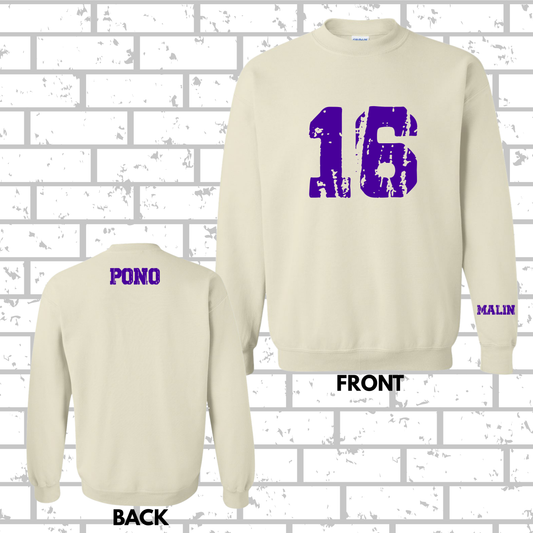 PONO Custom Distressed Crewneck With Player Name & #