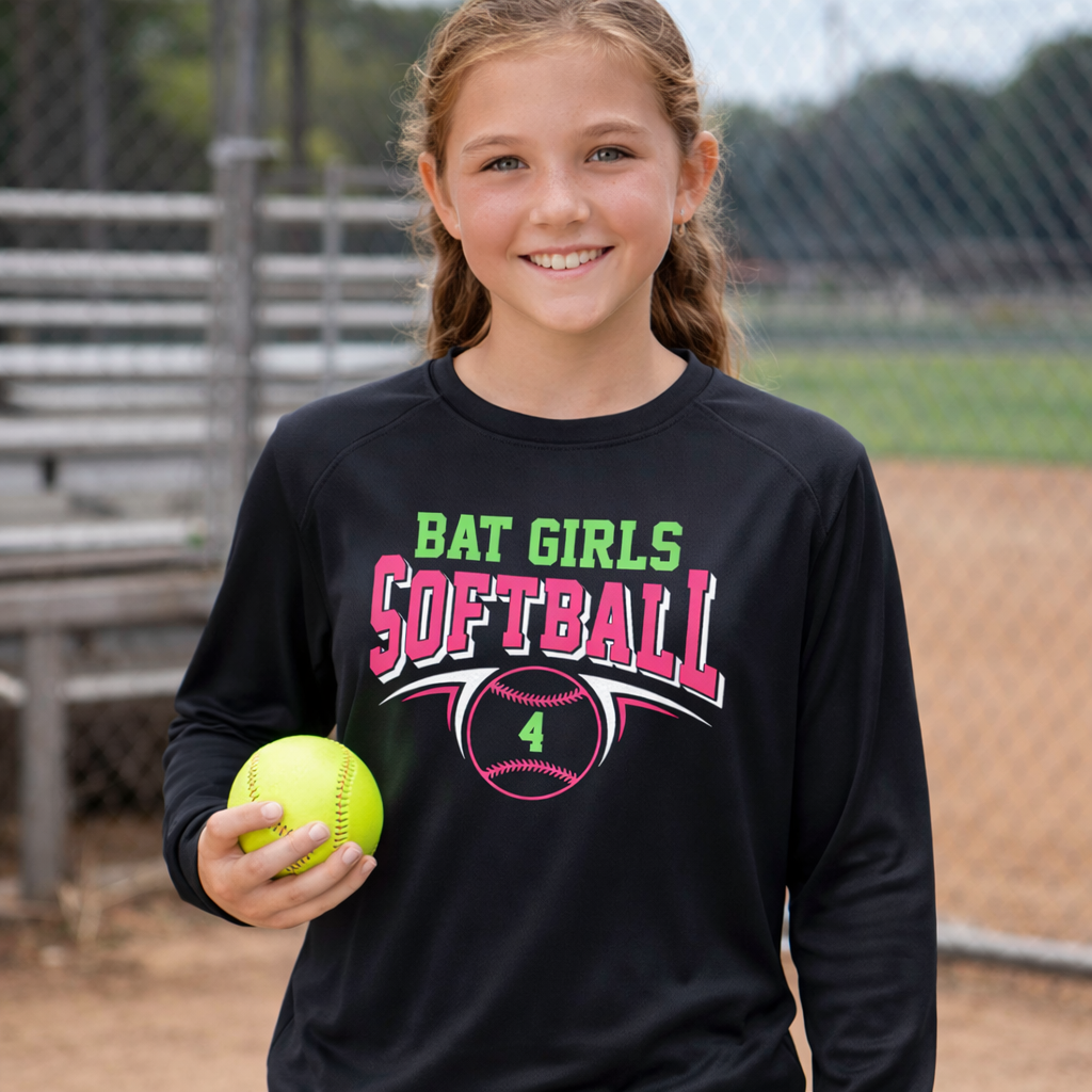 Bat Girls Game Day Number Logo - All Styles