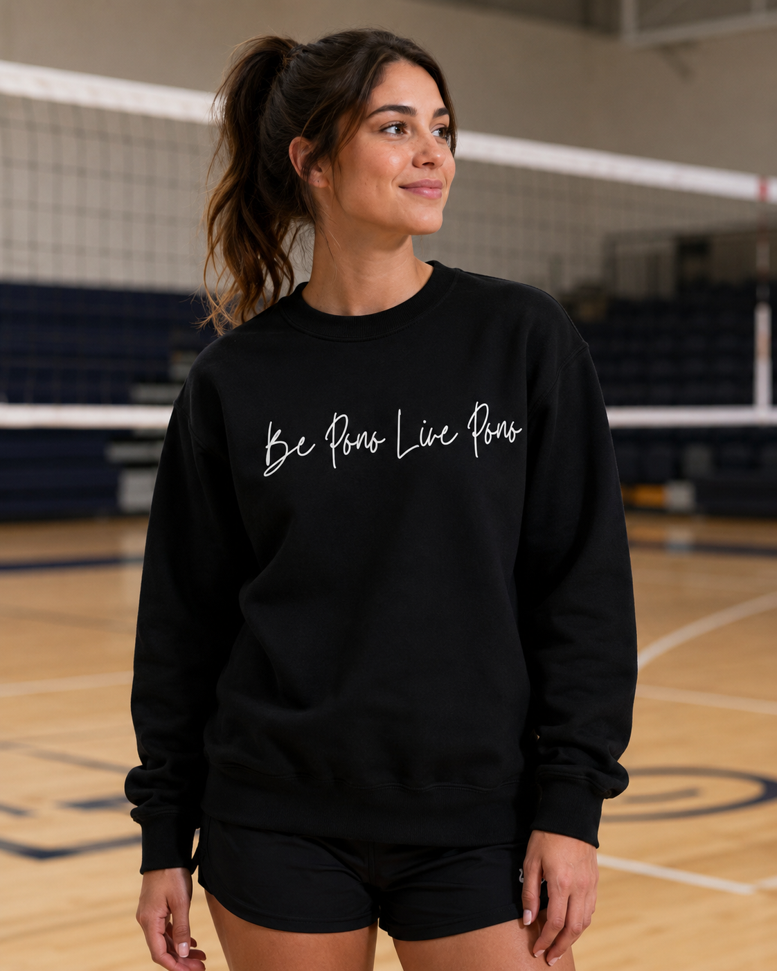 Cotton Crewneck::Black-White