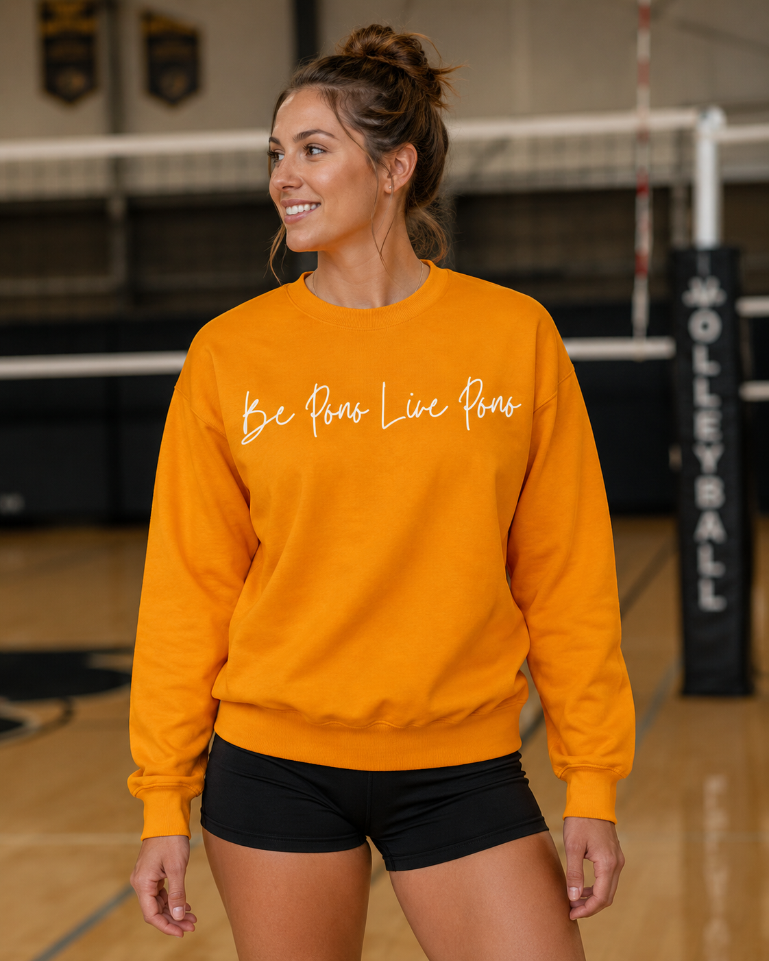 Cotton Crewneck::Gold-White