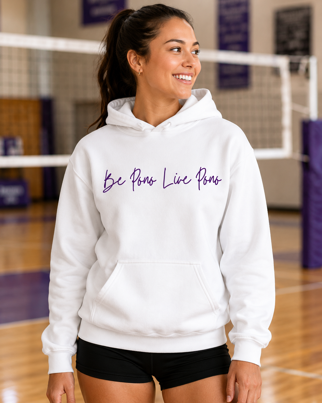 Cotton Hoodie::White-Purple