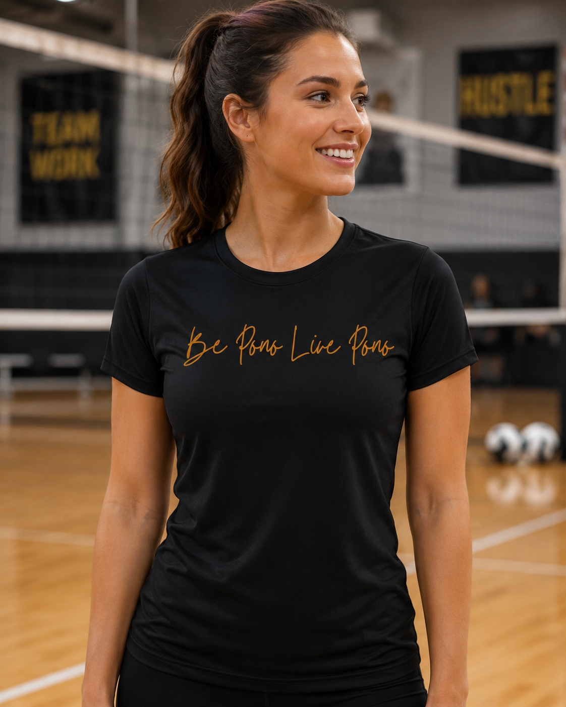 Ladies Performance Tee::Black-Gold
