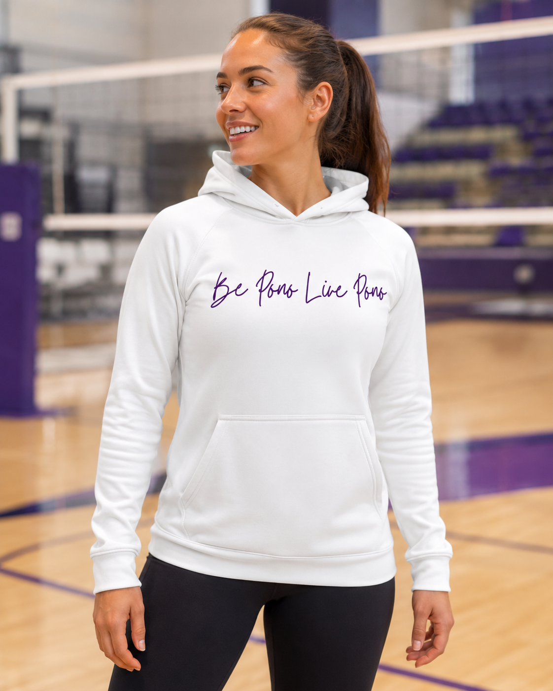 Performance Hoodie::White-Purple