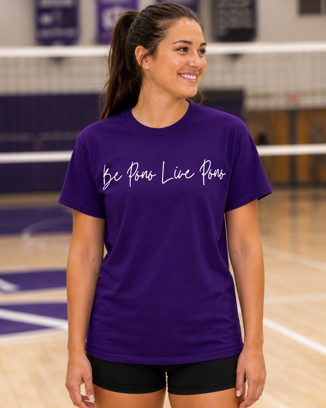 Classic Cotton Tee::Purple-White
