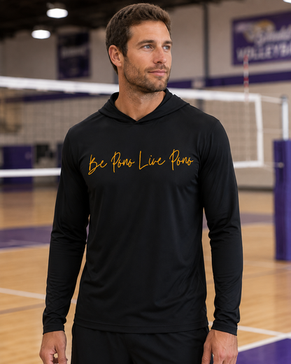 Lightweight UPF Performance Hoodie::Black-Gold