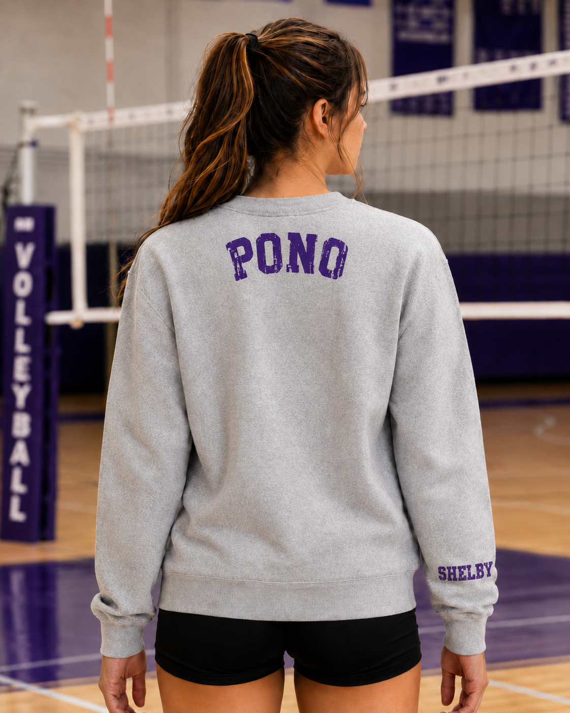 PONO Grey Crewneck back - PONO logo