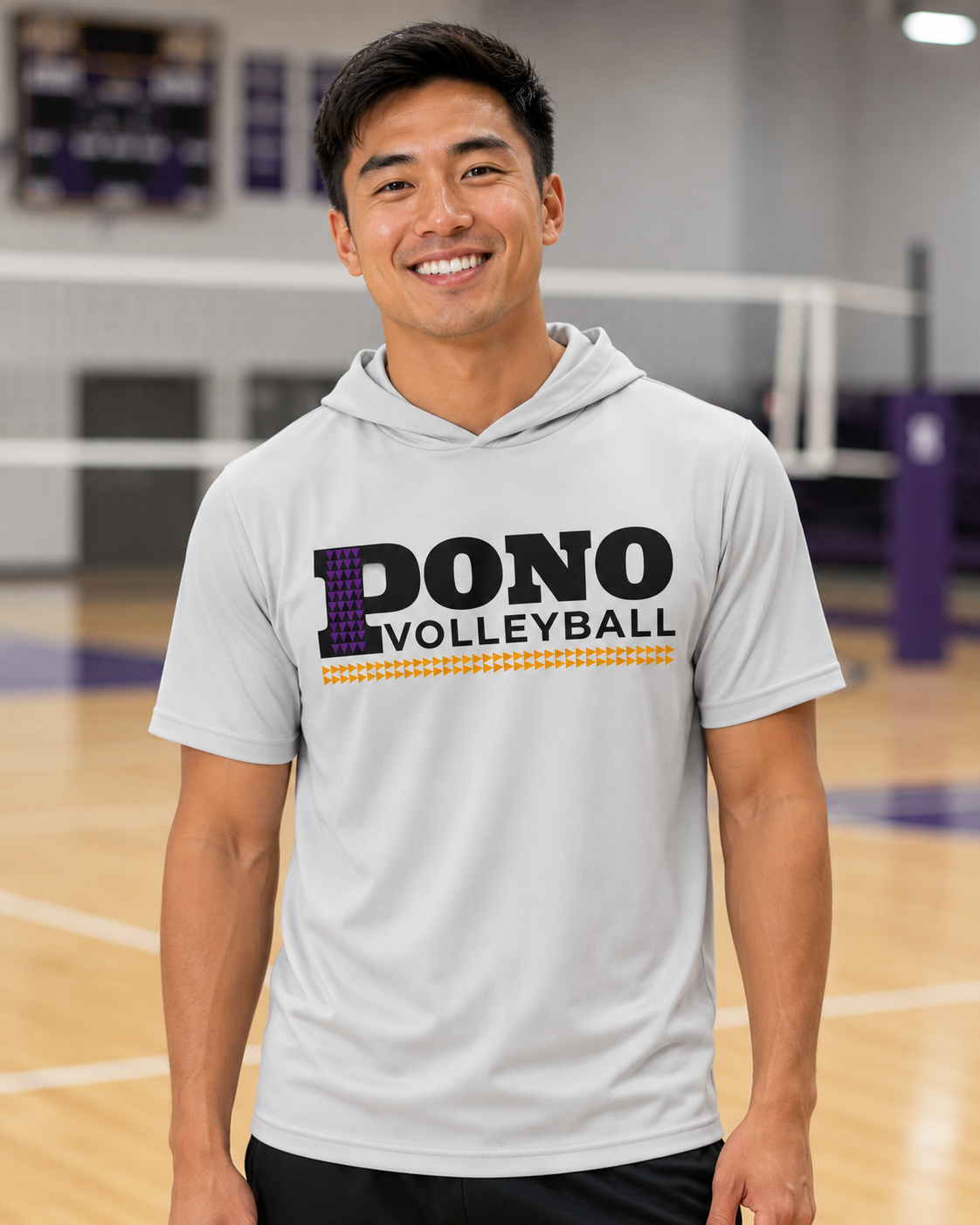 Short-Sleeve Performance Hoodie::Grey