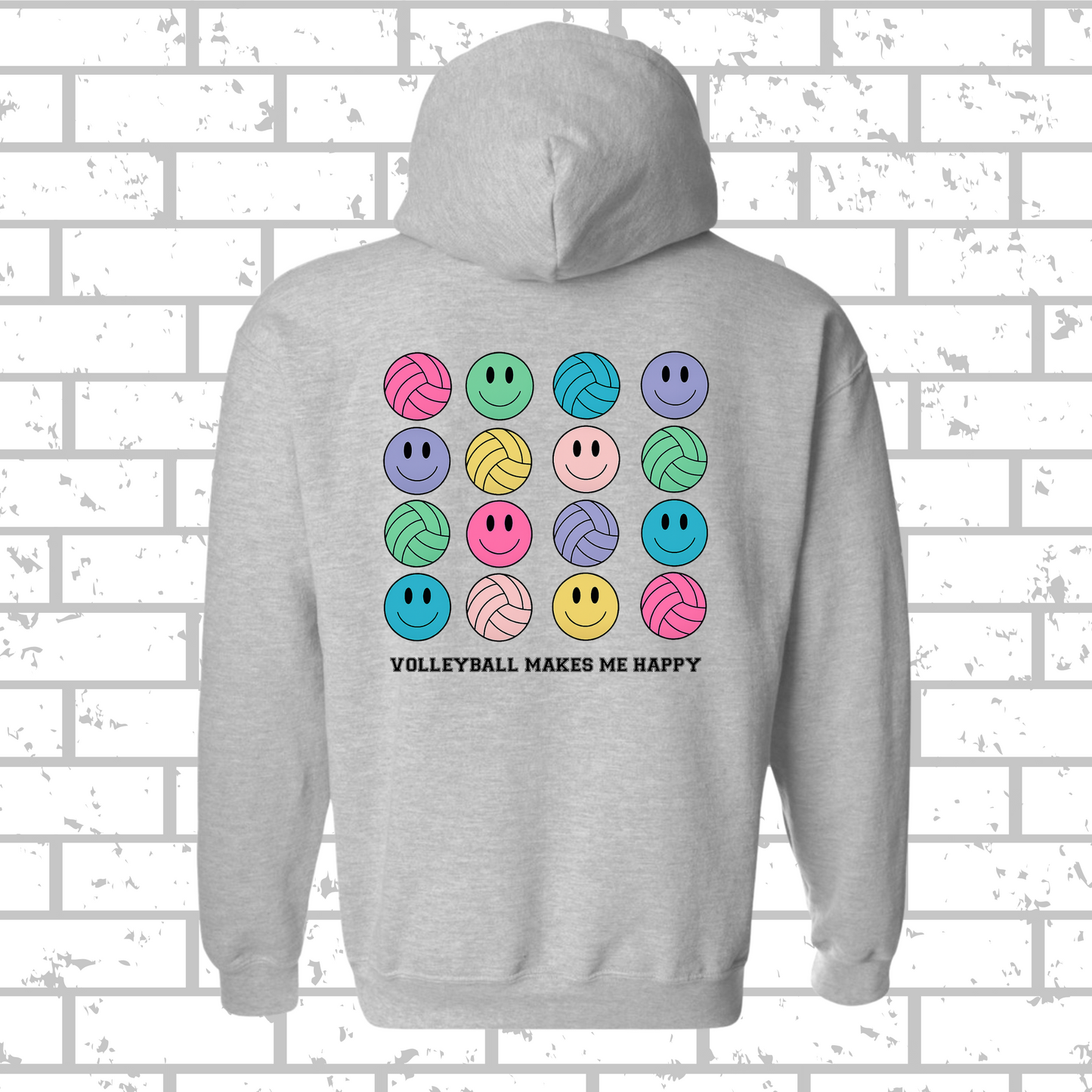 Volleyball Makes Me Happy Hoodie (Double sided)