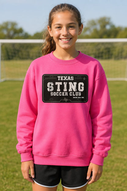 Soccer Club License Plate - Cotton Crewneck Azalea