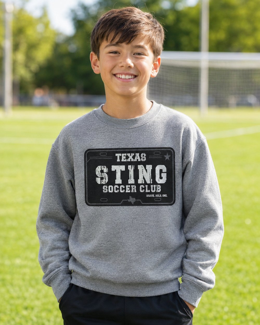 Soccer Club License Plate - Cotton Crewneck Grey