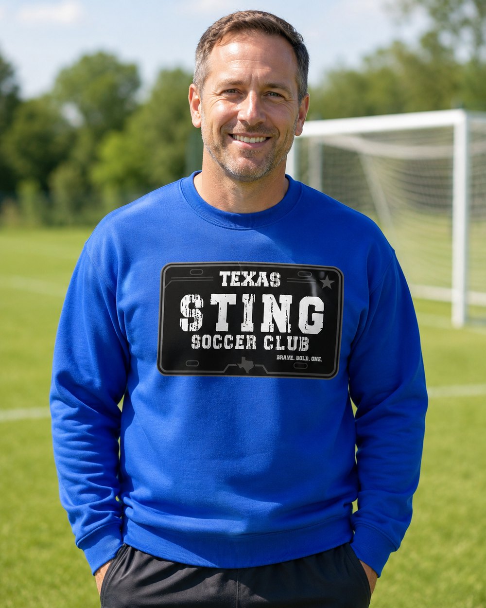Soccer Club License Plate - Cotton Crewneck Royal