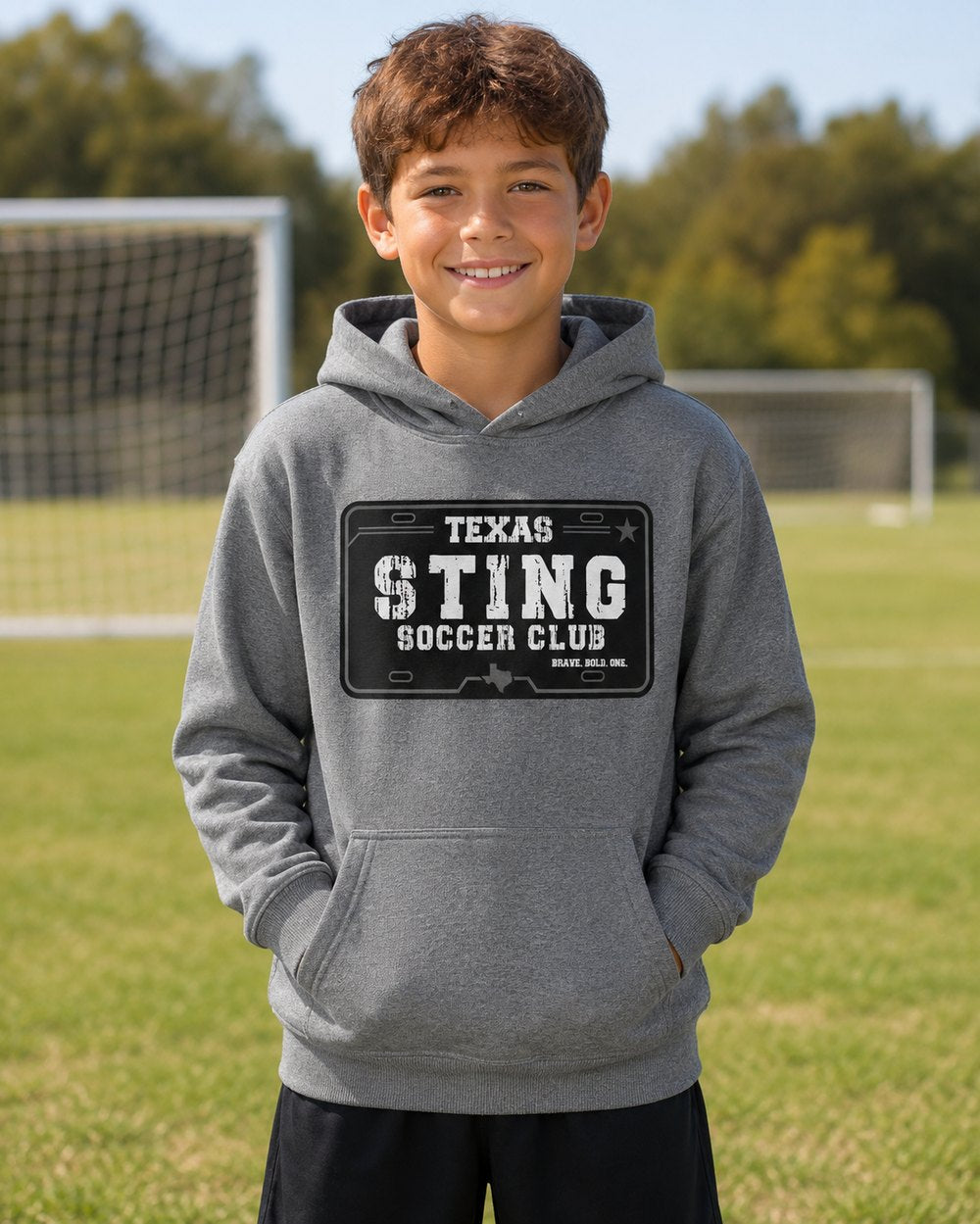 Soccer Club License Plate - Cotton Hoodie Grey