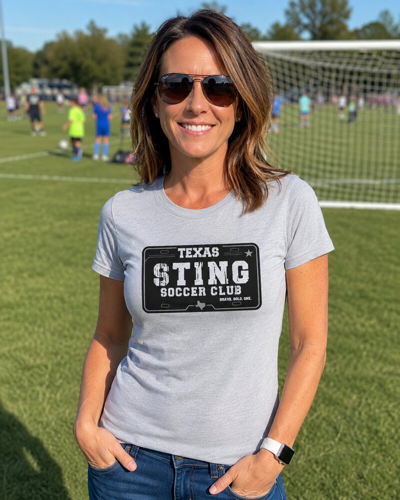 Soccer Club License Plate - Ladies Performance Tee Grey