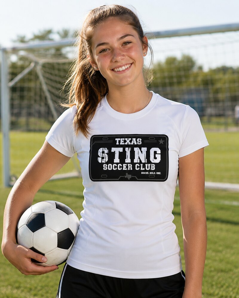 Soccer Club License Plate - Ladies Performance Tee White