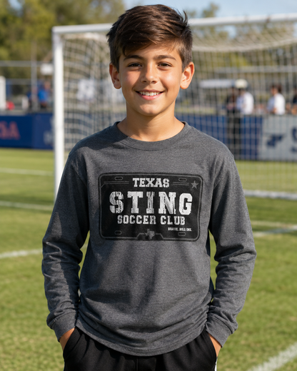 Soccer Club License Plate - Classic Cotton Long Sleeve Grey