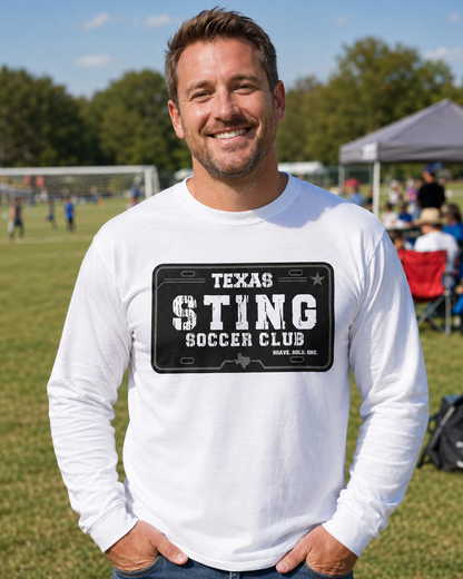 Soccer Club License Plate - Classic Cotton Long Sleeve White