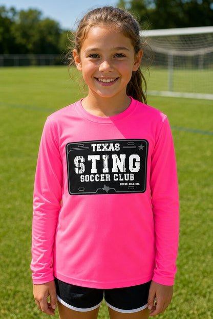 Soccer Club License Plate - Performance Long Sleeve Pink