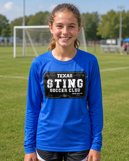 Soccer Club License Plate - Performance Long Sleeve Royal