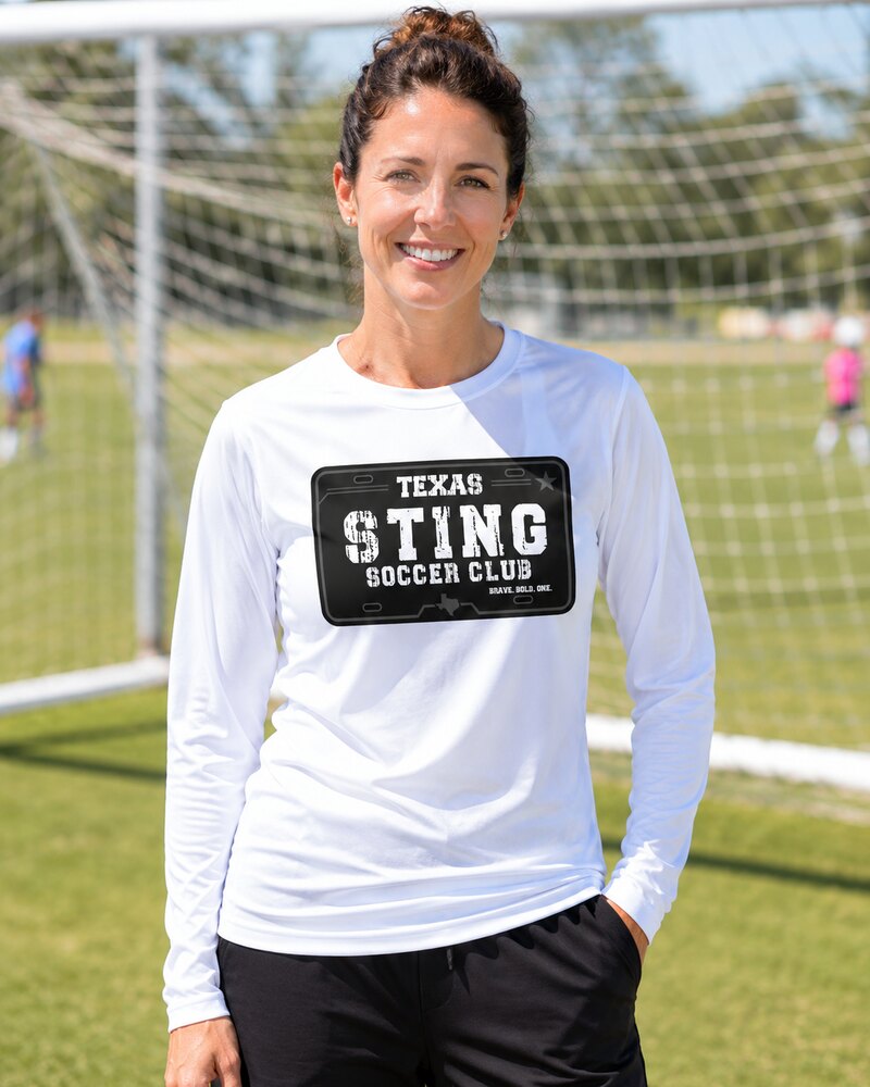 Soccer Club License Plate - Performance Long Sleeve White