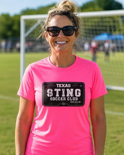 Soccer Club License Plate - Performance Tee Pink