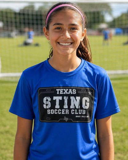 Soccer Club License Plate - Performance Tee Royal