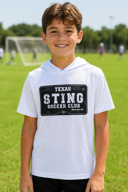 Soccer Club License Plate - Short-Sleeve Performance Hoodie White