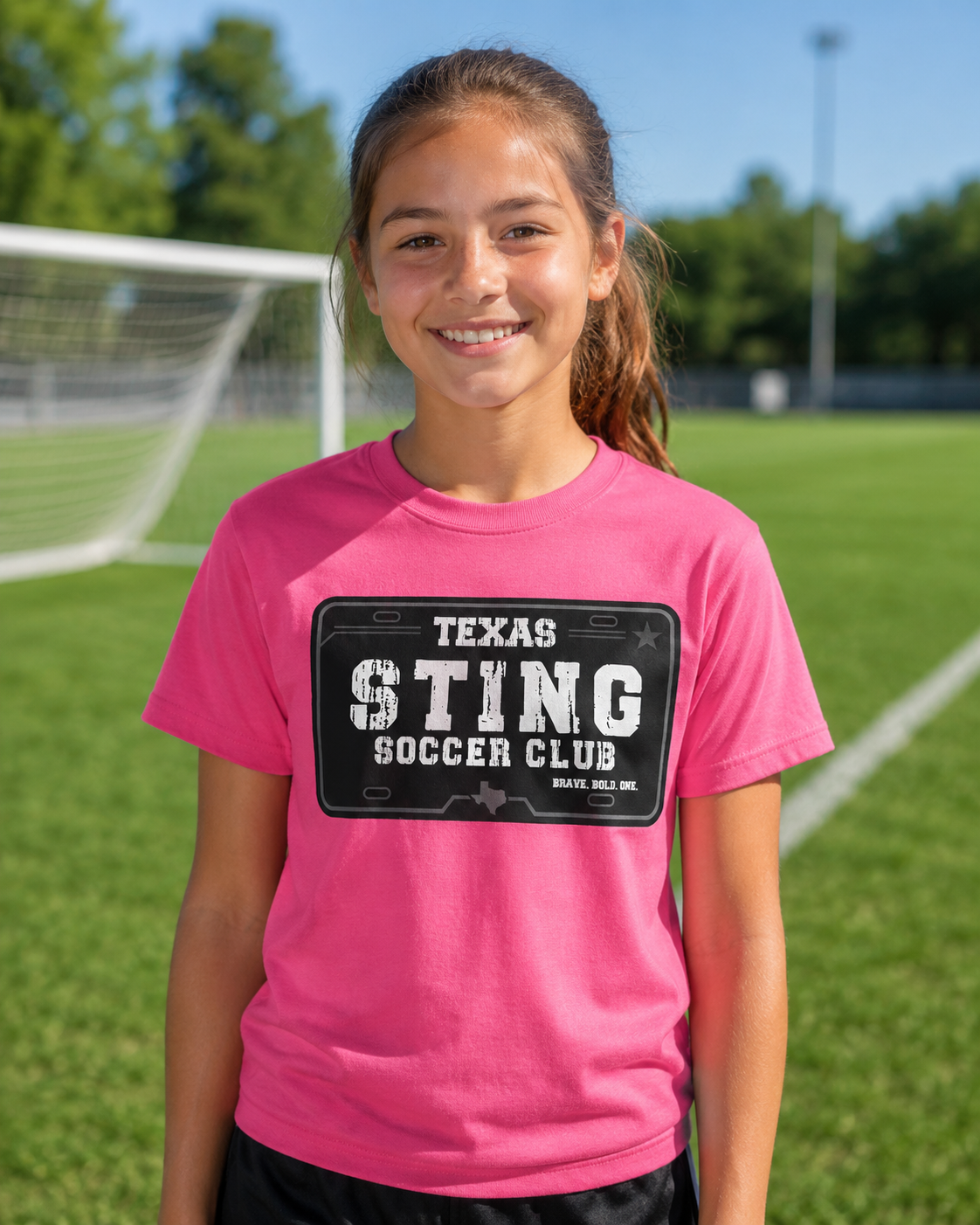 Soccer Club License Plate - Classic Cotton Tee Azalea