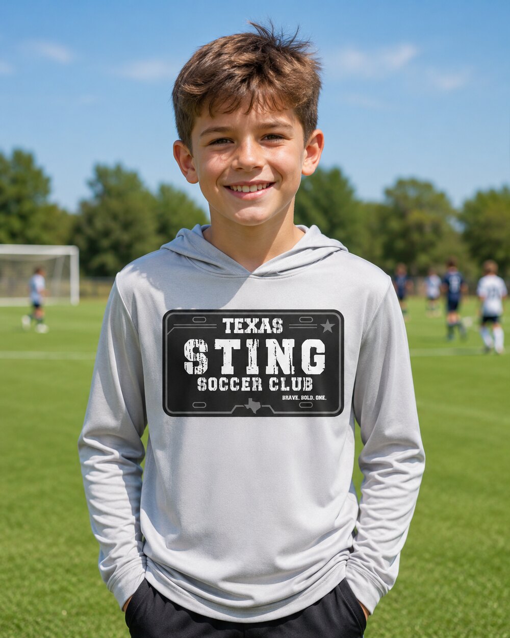 Soccer Club License Plate - Lightweight UPF Performance Hoodie Grey
