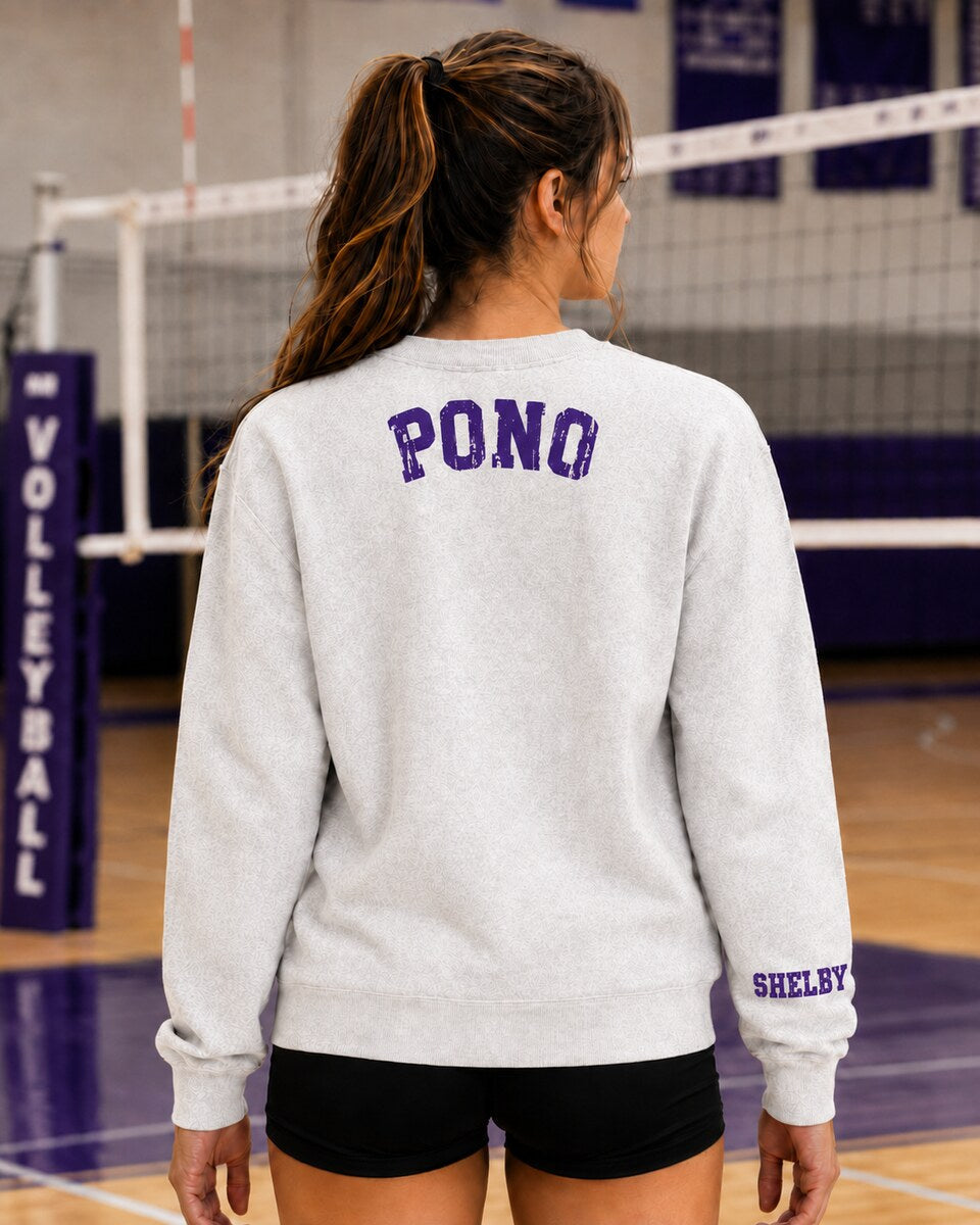 PONO Ash Crewneck back - PONO logo