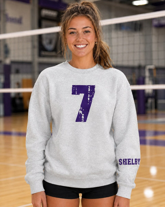 PONO Ash Crewneck front - custom number